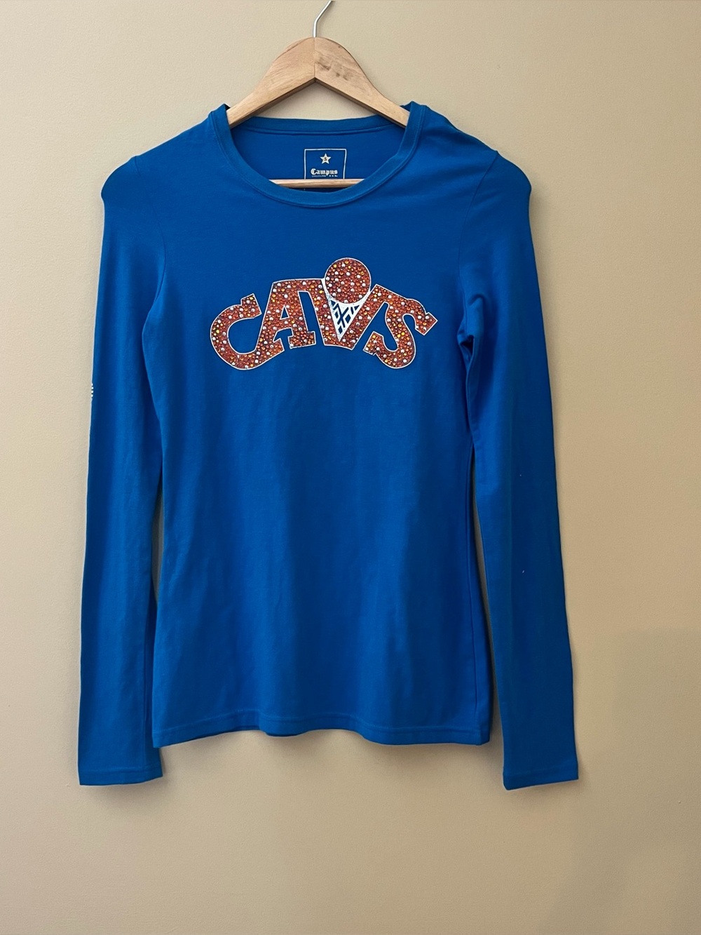 Campus Couture Women’s S Long Sleeve Cleveland Cavaliers Blue Orange Sports Tee